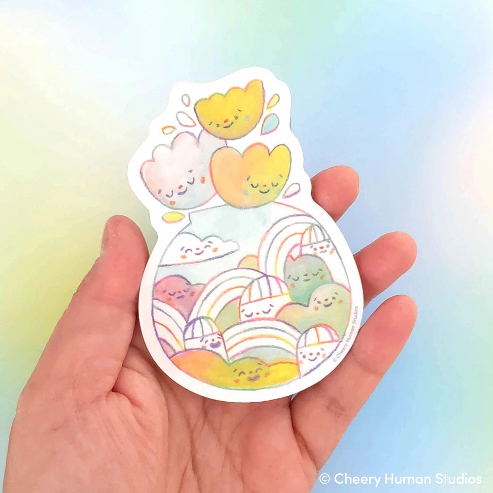 locking superior Rainbow Town   Flowers Vinyl Sticker