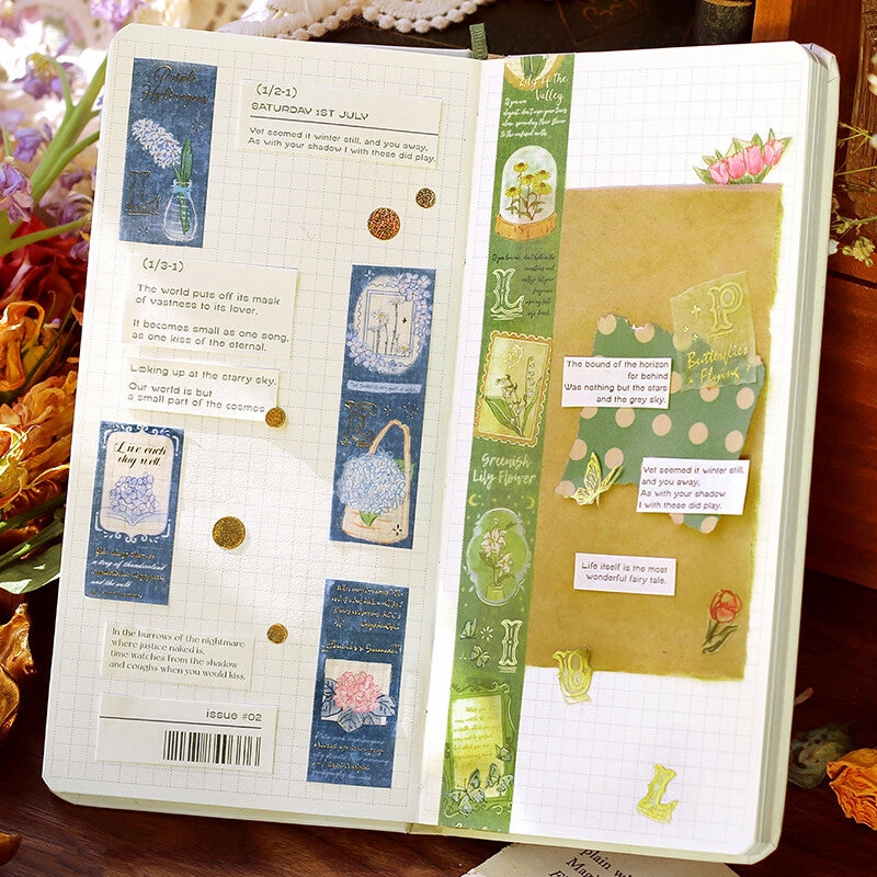 Romance In The Garden Blue Washi Tape sleek