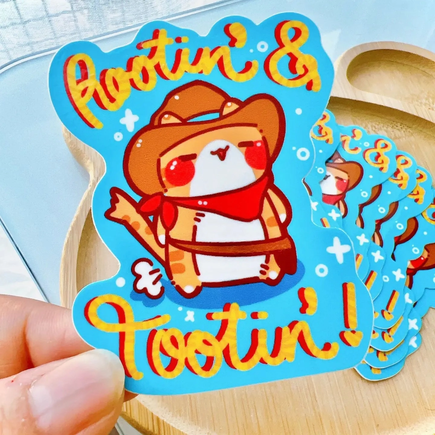 plastic affordable Rootin' Tootin' Cat Kawaii Vinyl Sticker