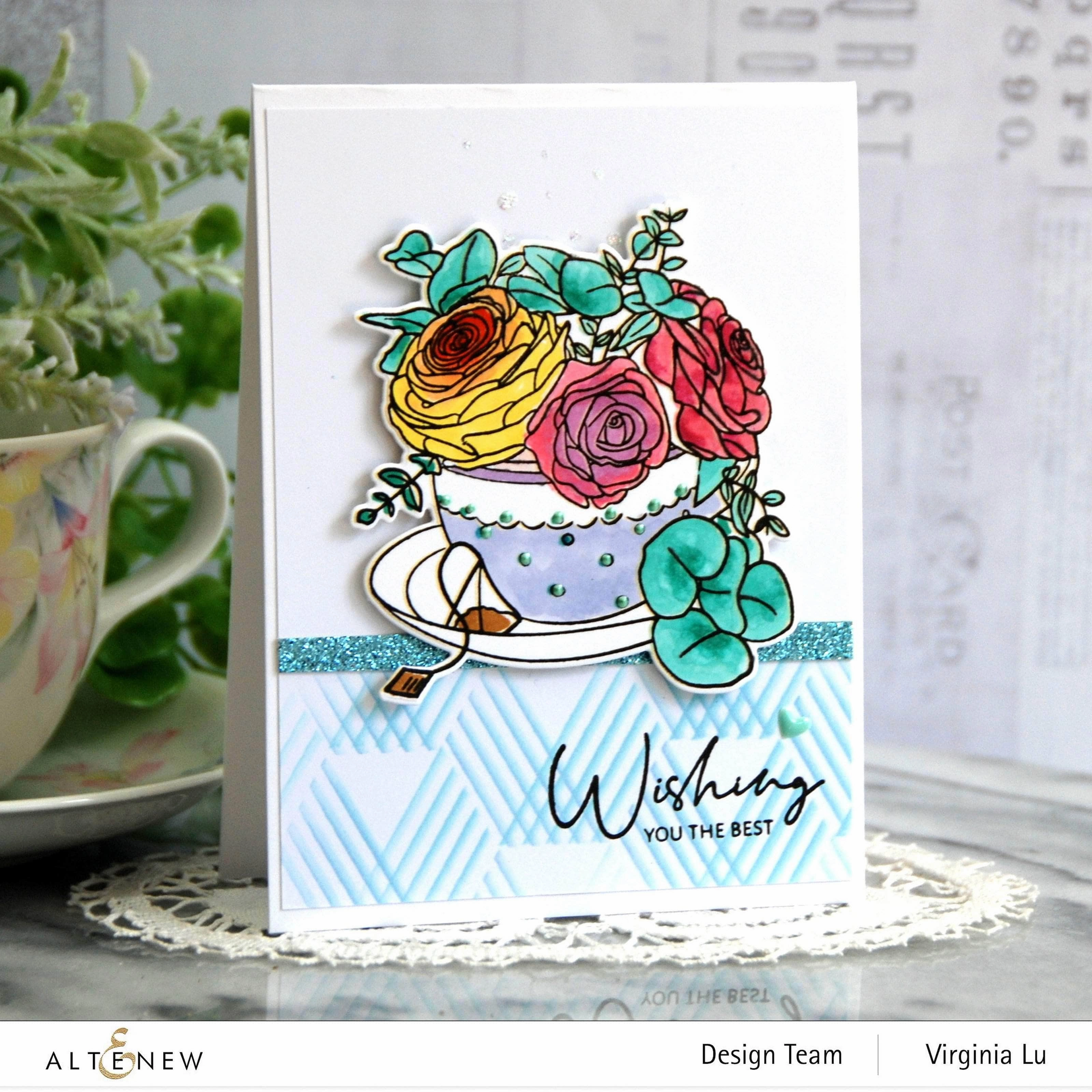 muted cotton Rose Tea Die Set