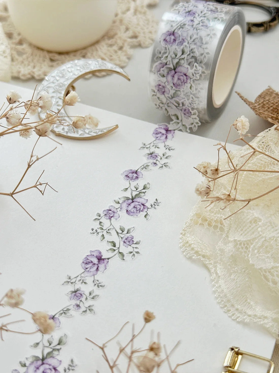 paper Rose Vine Die Cut Washi Tape - Lilac