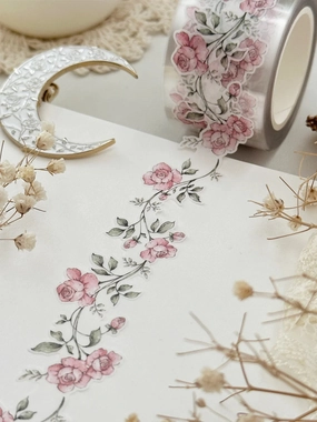glossy bronze Rose Vine Die Cut Washi Tape - Pink