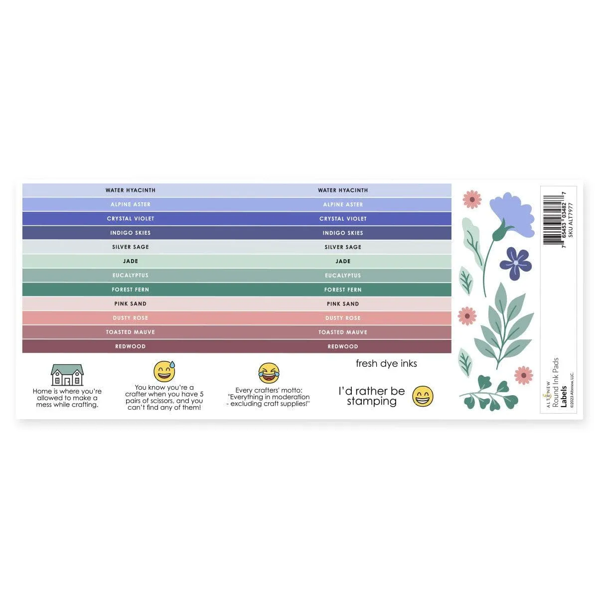 Round Ink Pads Label Set - Blue Mountains, Frosted Foliage, Woodland Escape heatproof