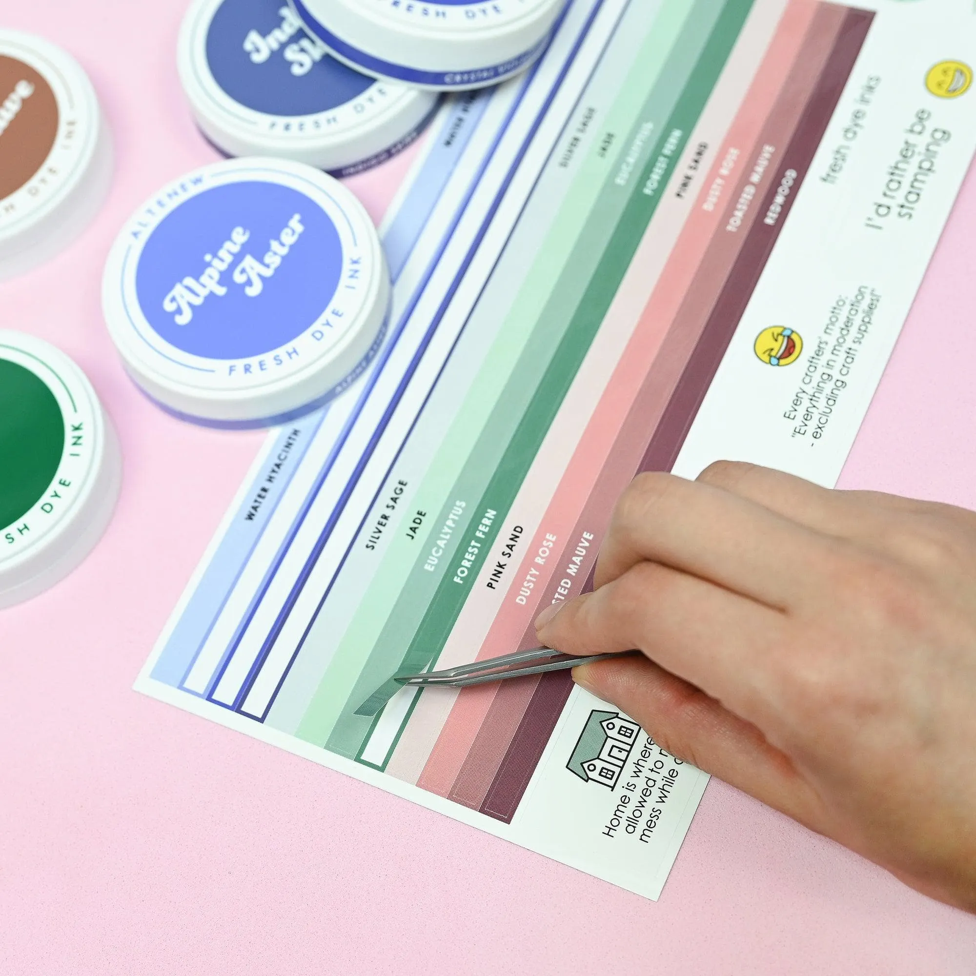 Round Ink Pads Label Set - Blue Mountains, Frosted Foliage, Woodland Escape thin handy