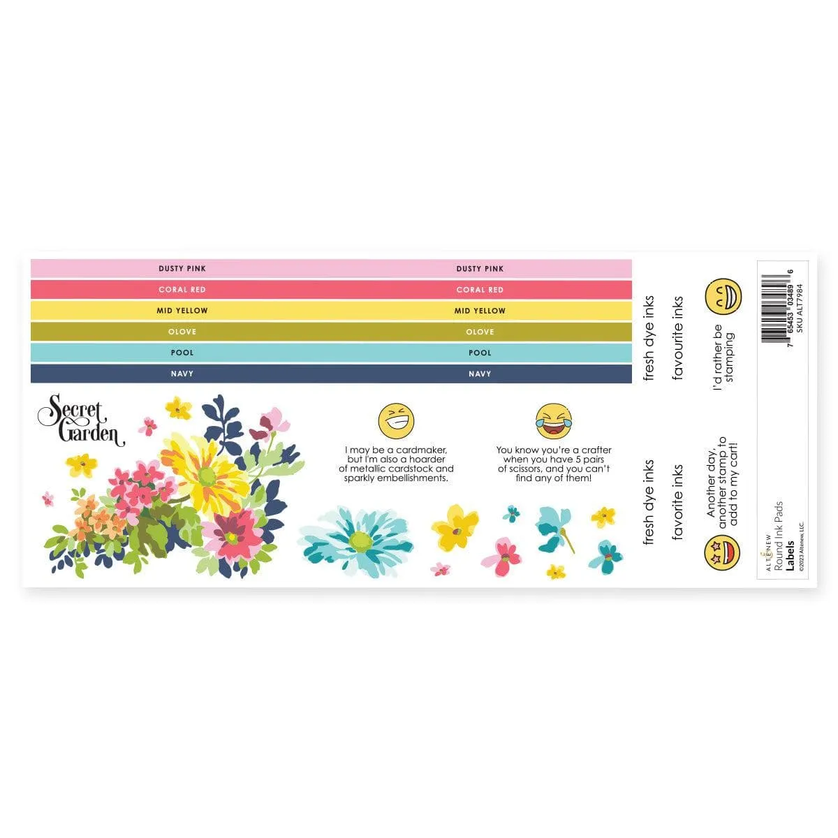 linen bestselling Round Ink Pads Label Set - Deco Garden