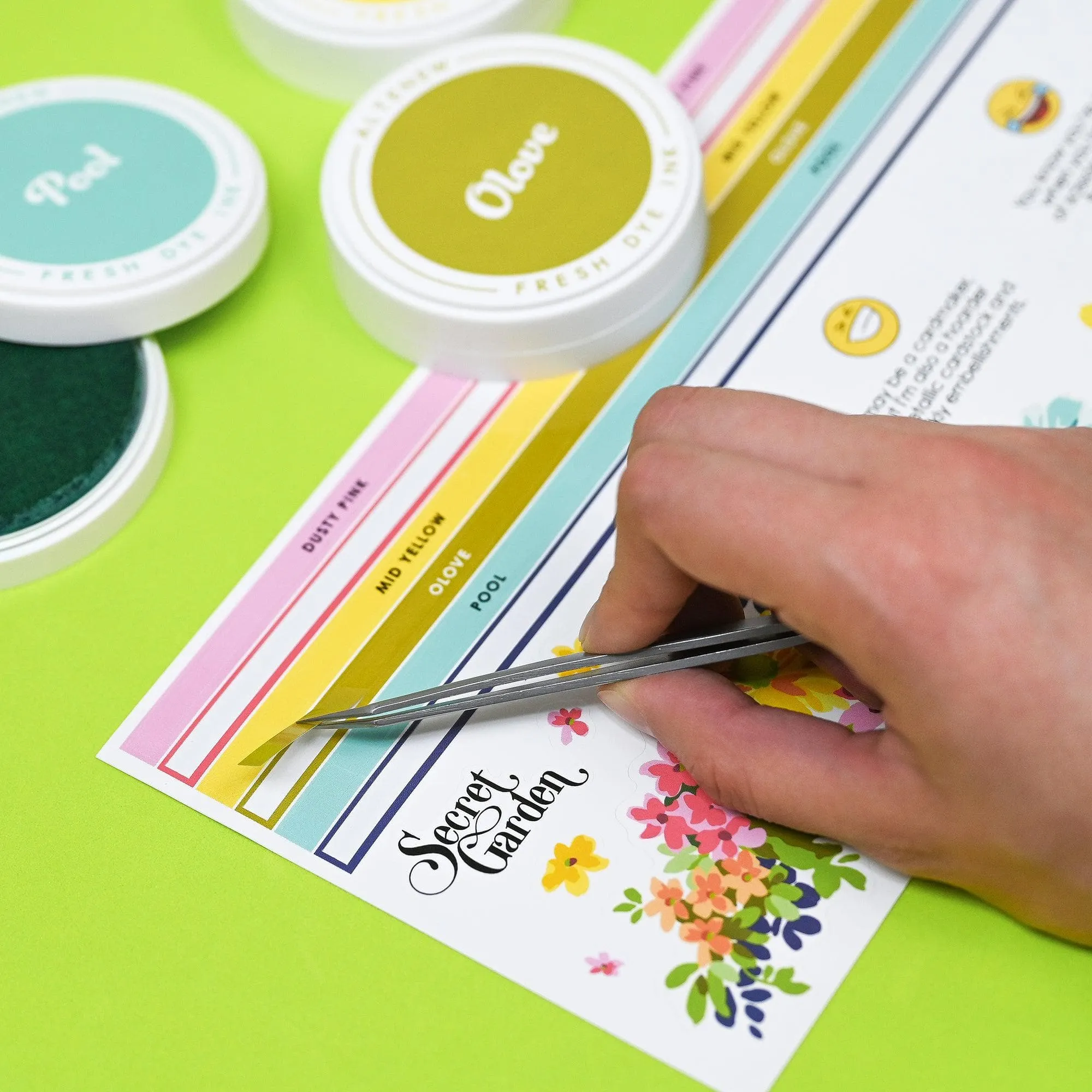 rubber Round Ink Pads Label Set - Deco Garden