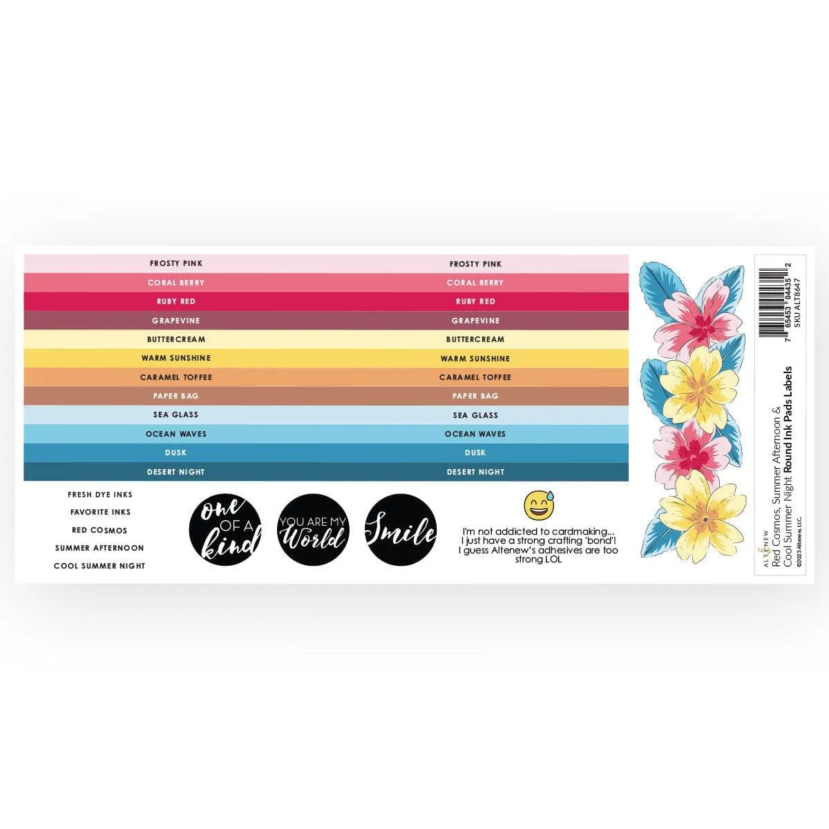 rugged Round Ink Pads Label Set  - Red Cosmos, Summer Afternoon, Cool Summer Night