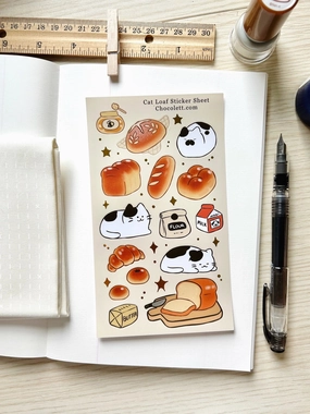 Bakery Cat Loaf Stickers glass waterproof