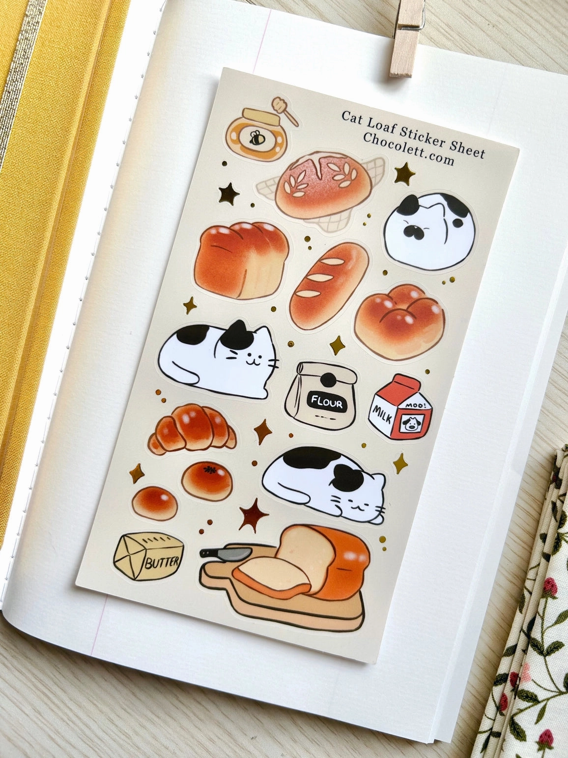 Bakery Cat Loaf Stickers giant resilient