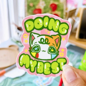 Doing My Best Cat Vinyl Sticker magnetic muted