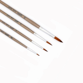 Round Golden Synthetic Brushes, Set Of 4 resin