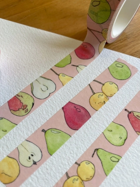 Illustrated Pear Washi Tape durable leather
