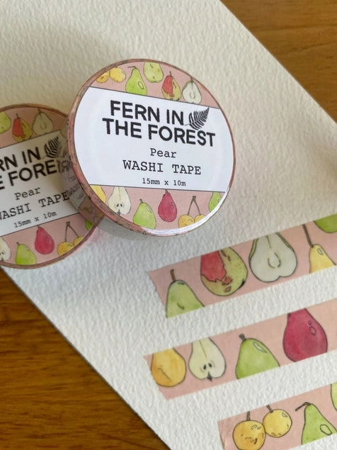 Illustrated Pear Washi Tape slim bold