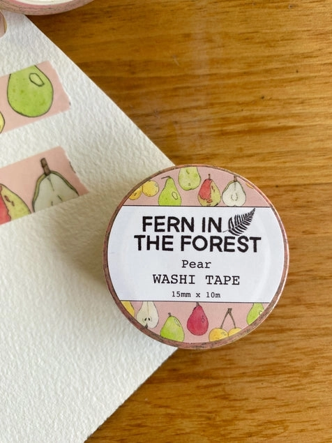 Illustrated Pear Washi Tape wide loose