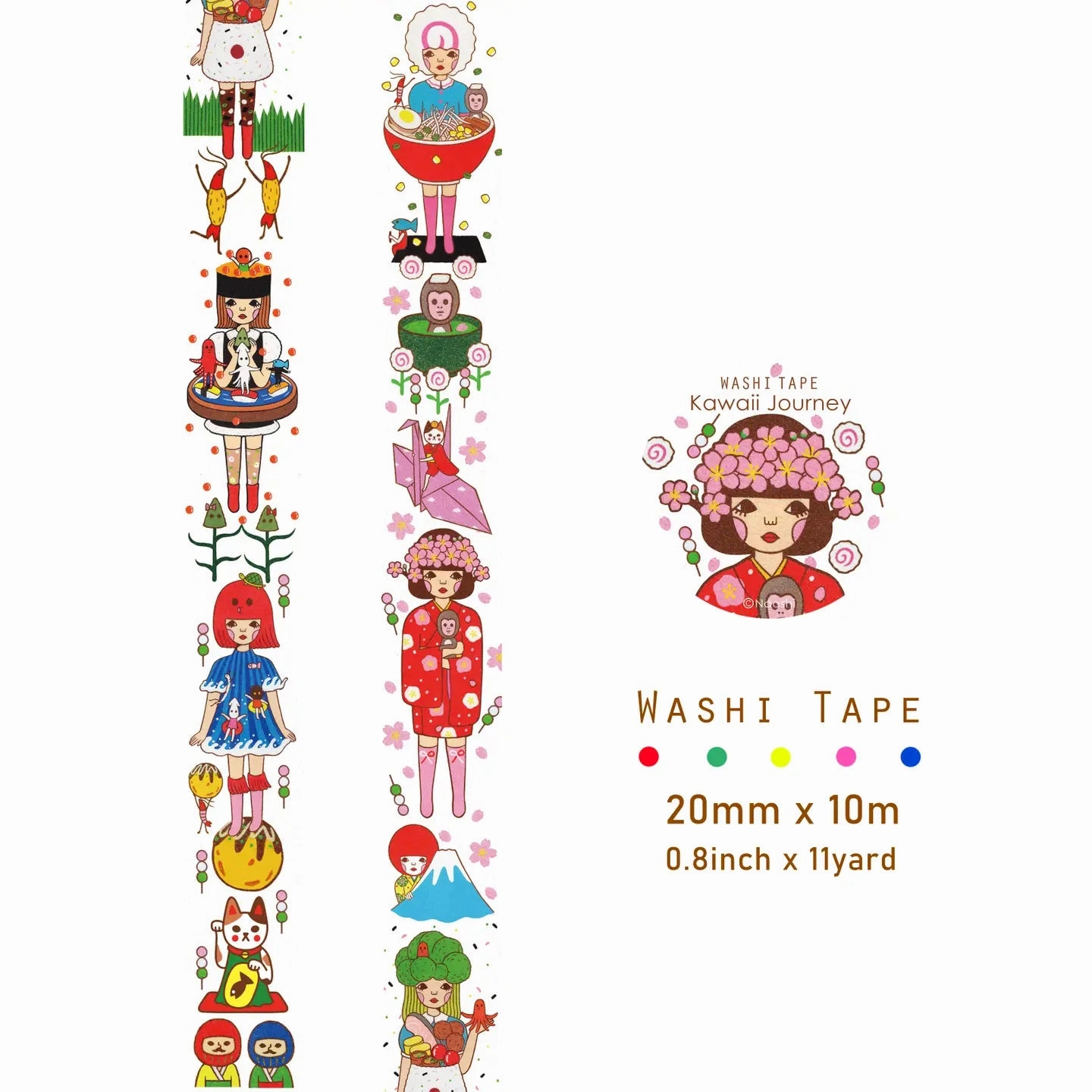 resilient narrow Kawaii Journey Washi Tape