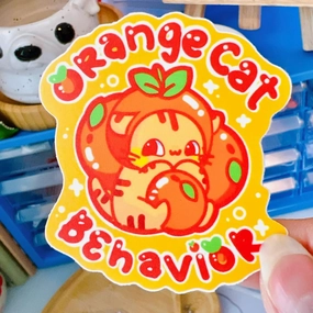 Orange Cat Behavior Kawaii Vinyl Sticker maxi