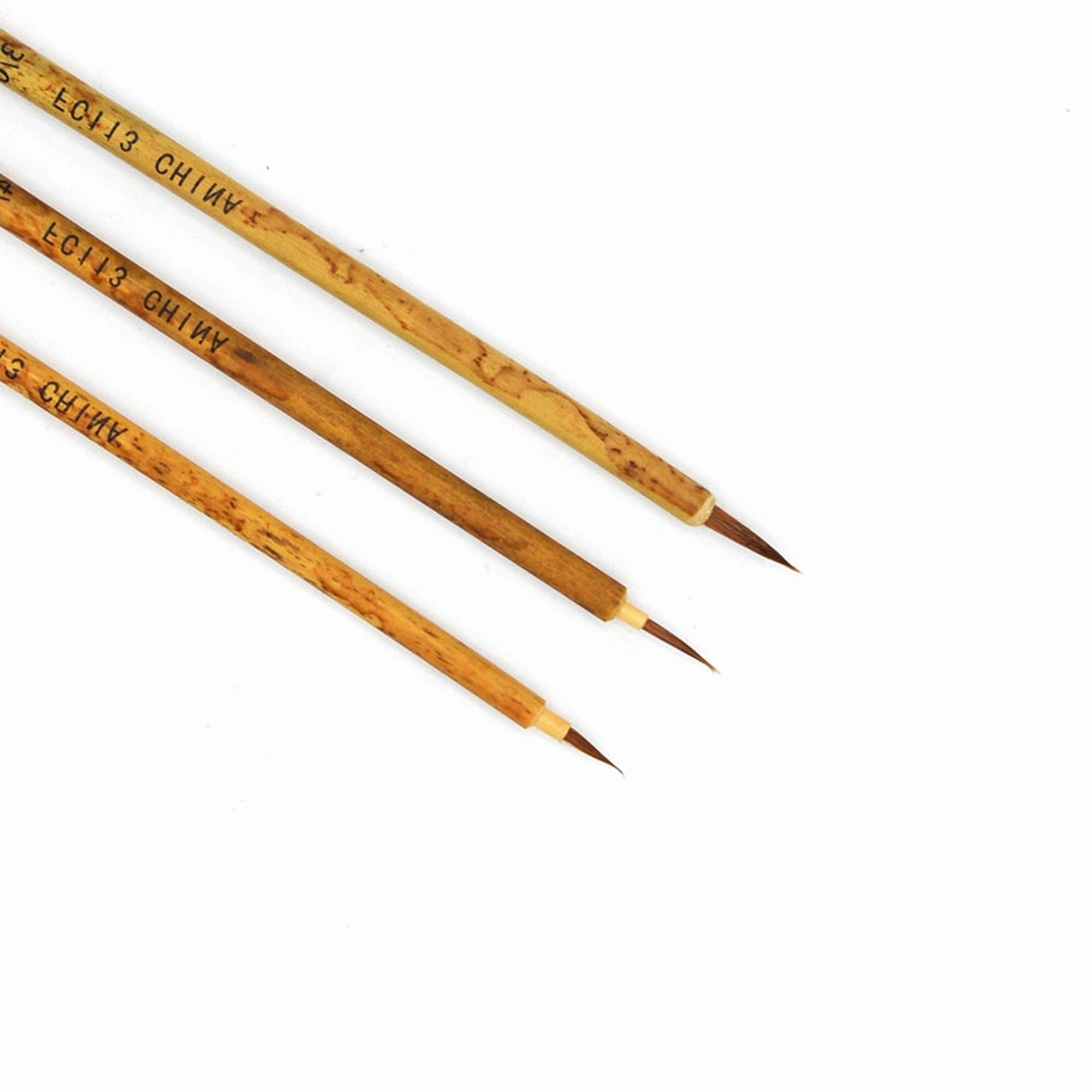 Round Red Sable Brushes, Set Of 3 flexible