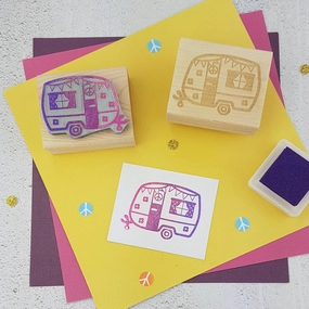 tiny Festival Caravan Trailer Rubber Stamp