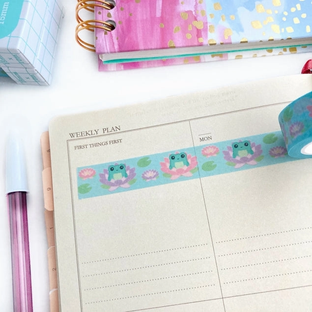 colorful small Lotus Flower Frog Washi Tape
