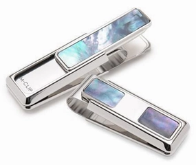 M-Clip Gray Mother Of Pearl 2 Pocket Money Clip short thin