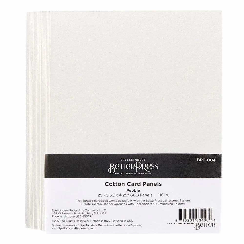 Pebble Betterpress A2 Cotton Card Panels - 25 Pack fiber
