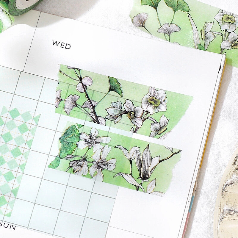 superior Vintage Floral Green Washi Tape