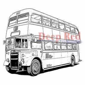 affordable Double Decker Bus Deep Red Cling Stamp