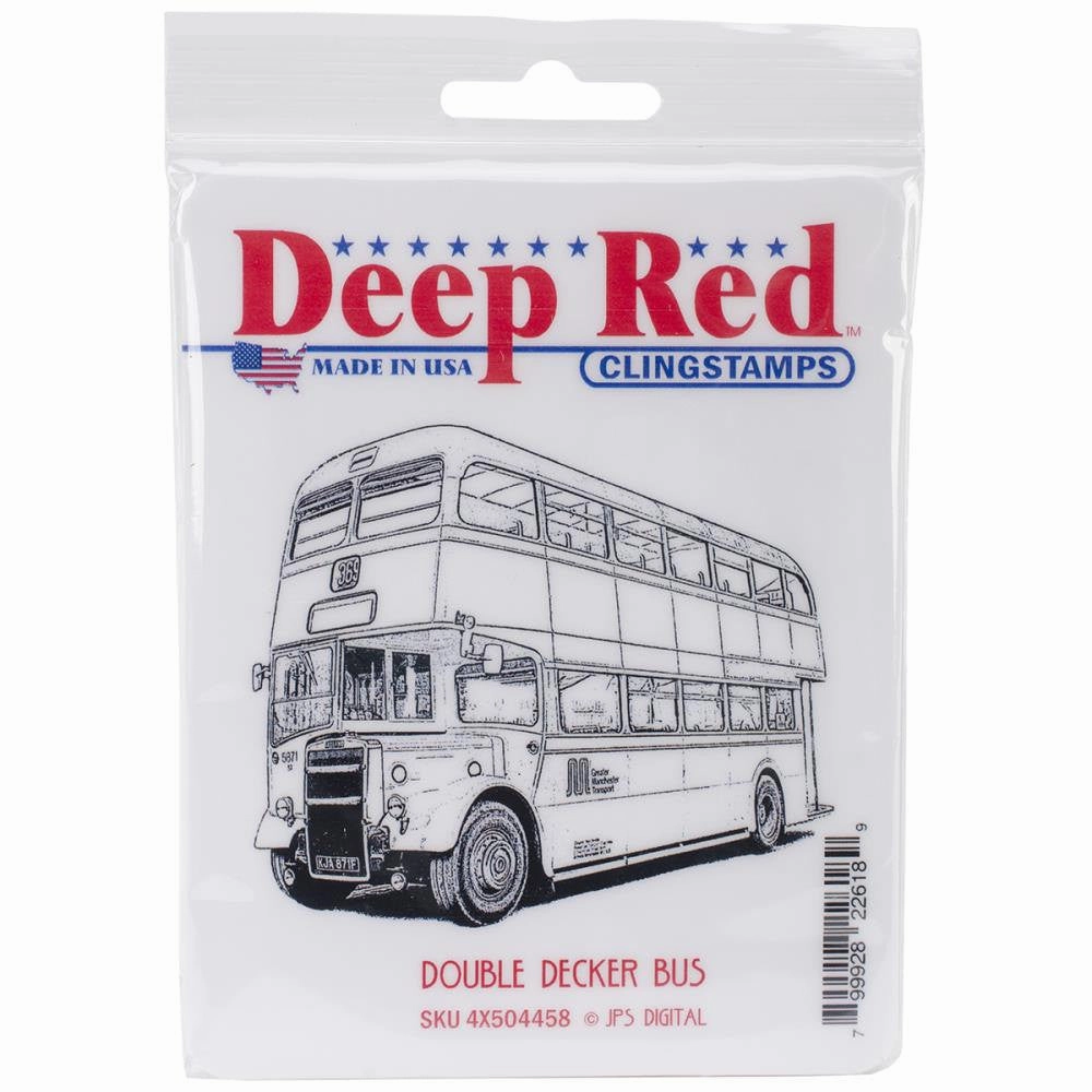 Double Decker Bus Deep Red Cling Stamp versatile linen