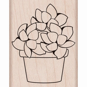 modern bamboo Small Potted Succulent Rubber Stamp