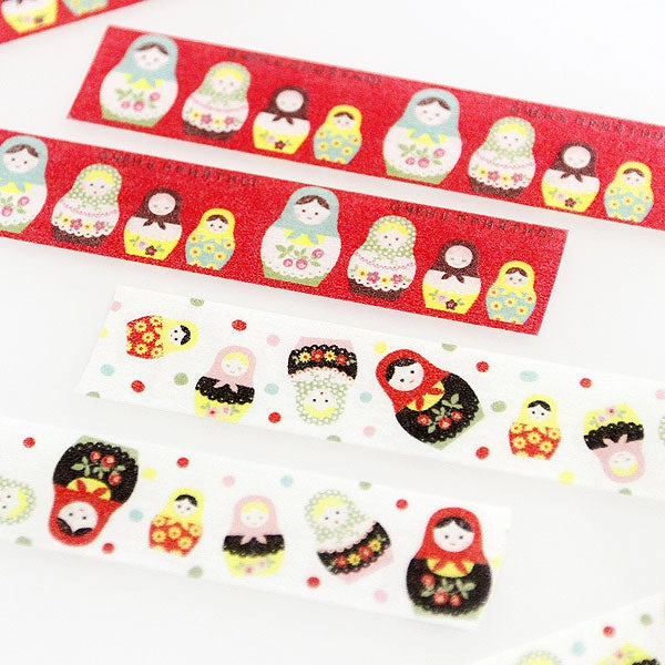 Russian Doll Japanese Washi Tape Shinzi Katoh Design linen classic