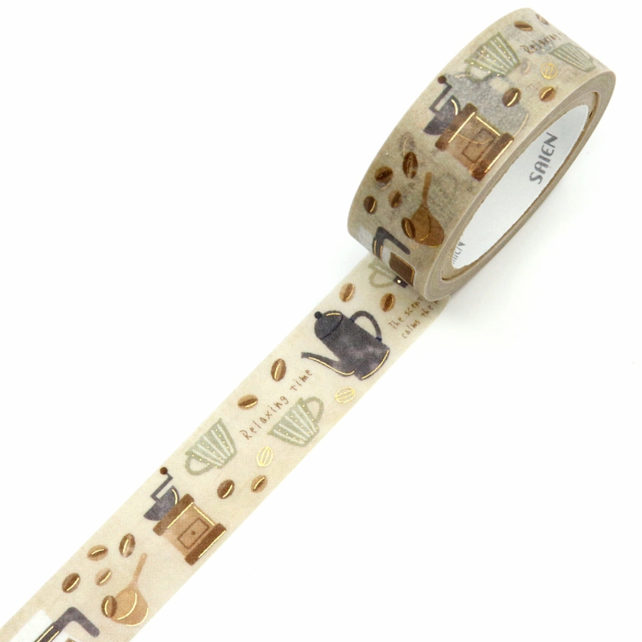 Saien Foil Washi Tape - Coffee Time automatic locking