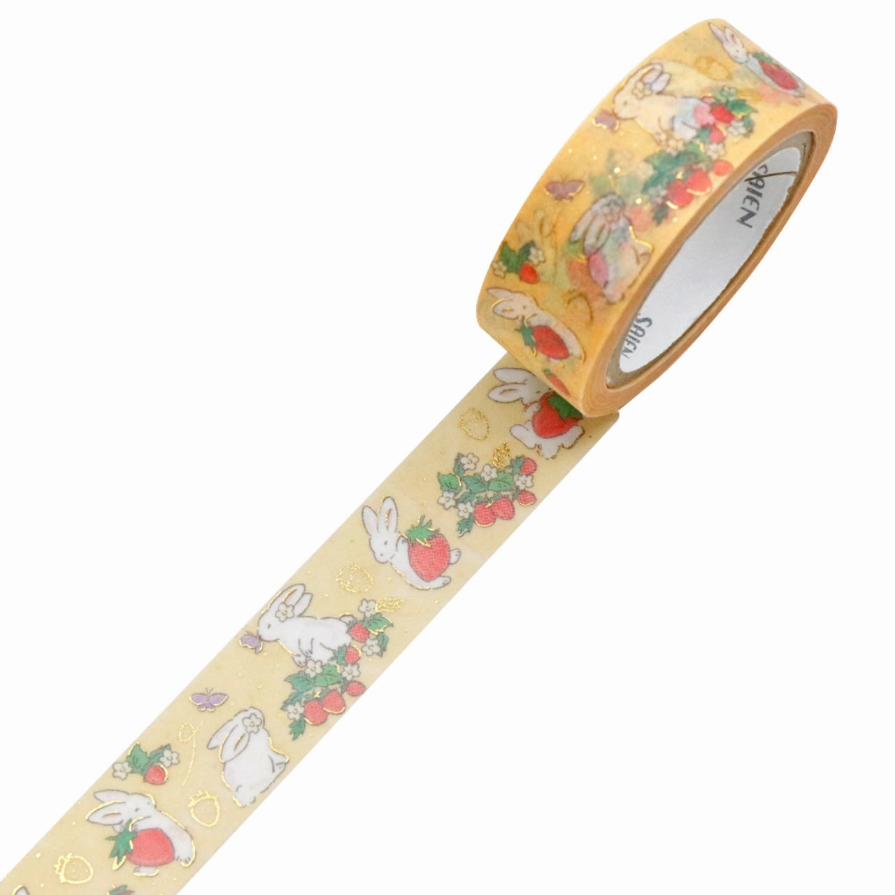 locking Saien Foil Washi Tape - Strawberry And Rabbit