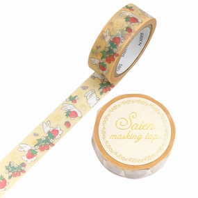 leather Saien Foil Washi Tape - Strawberry And Rabbit