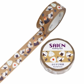 Saien Washi Tape - Rice Ball Sumo pastel rubber