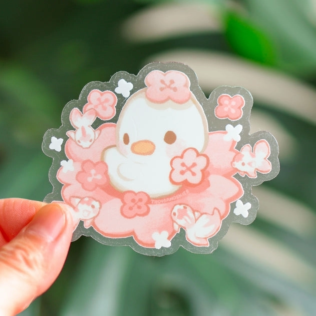 mini rubber Sakura Duckling Vinyl Sticker (Transparent)