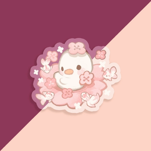 Sakura Duckling Vinyl Sticker (Transparent) wholesale