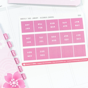 refined Sakura Monthly Tab Stickers