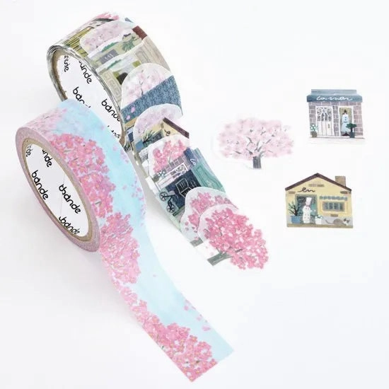 earthy classic Sakura Path Washi Roll Sticker Bande