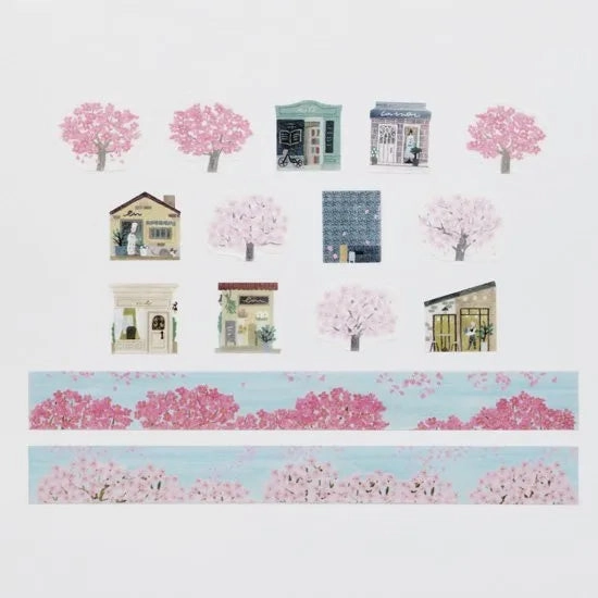 leather Sakura Path Washi Roll Sticker Bande