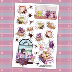 ergonomic Sakuradragon Books And Chai Sticker Sheet
