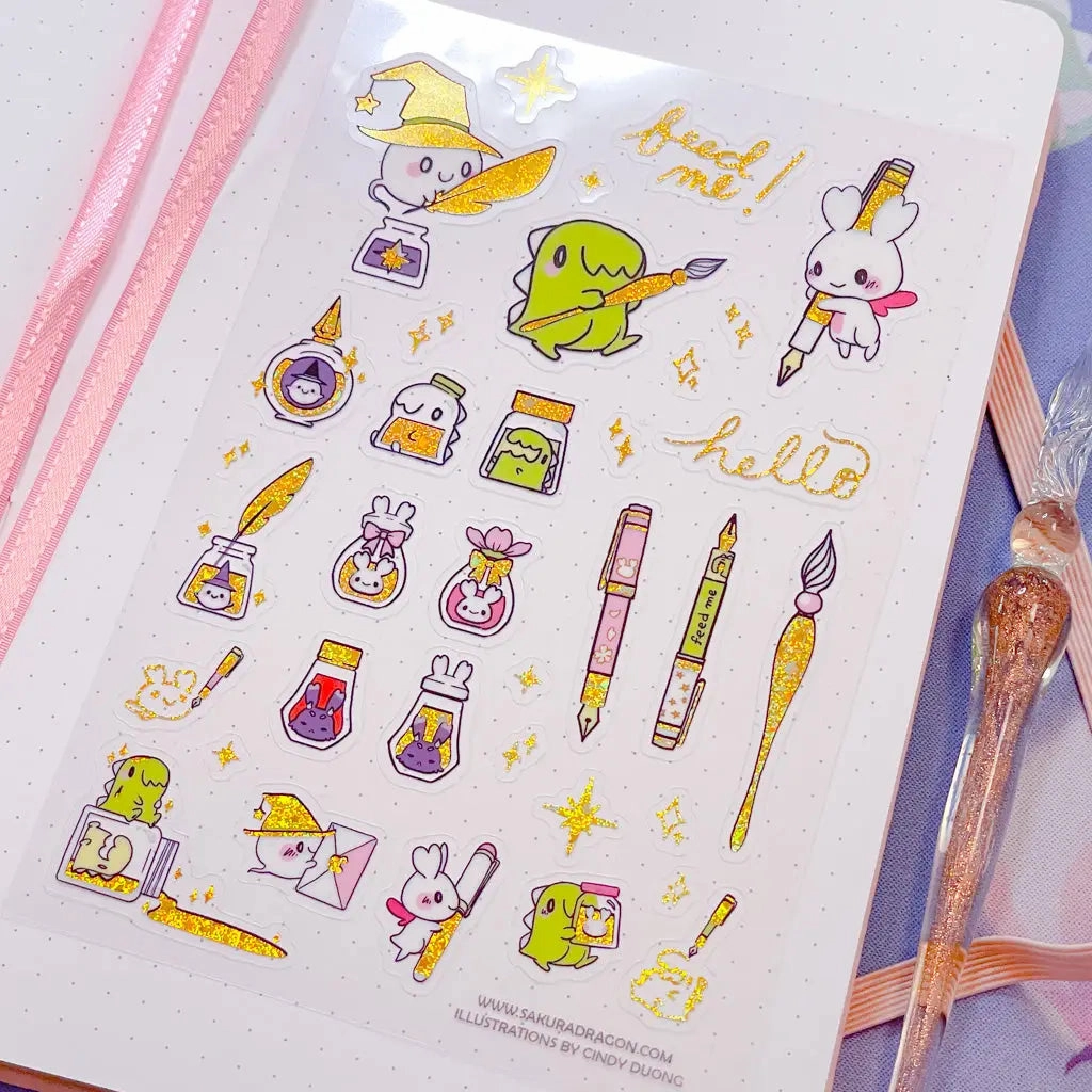 Sakuradragon Pen Pals Clear Sticker Sheet magnetic quickdry