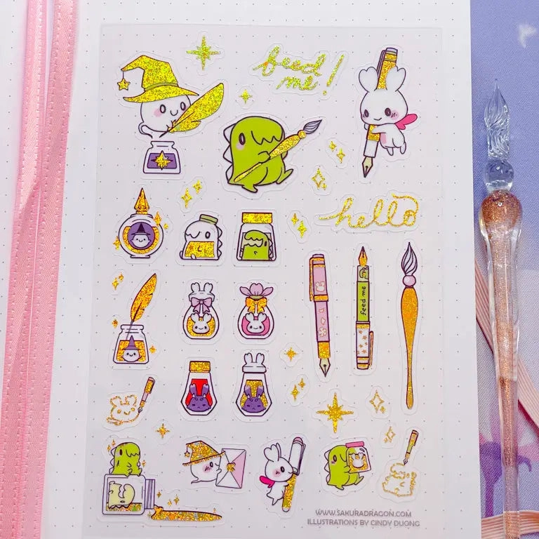 springloaded Sakuradragon Pen Pals Clear Sticker Sheet