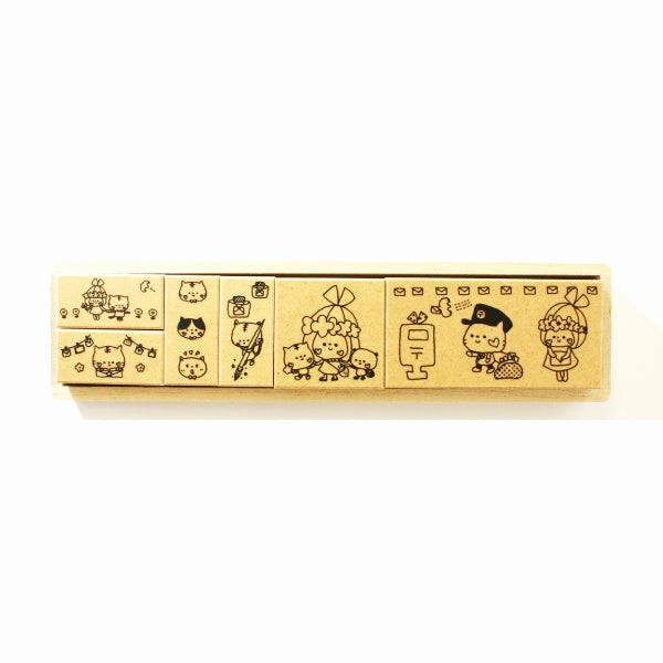elegant Sanby X Hanko Postman Cat Stamp Set Of 6