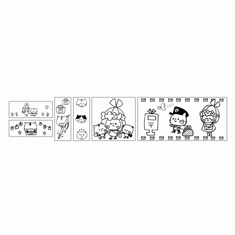 Sanby X Hanko Postman Cat Stamp Set Of 6 slim