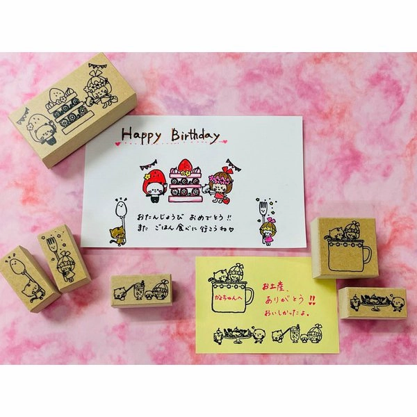 Sanby X Hanko Retro Tokoro Stamp Set Of 6 resilient