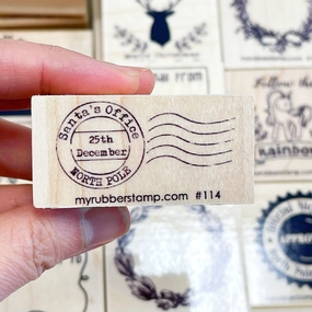 Santa Office North Pole Rubber Stamp nonslip small