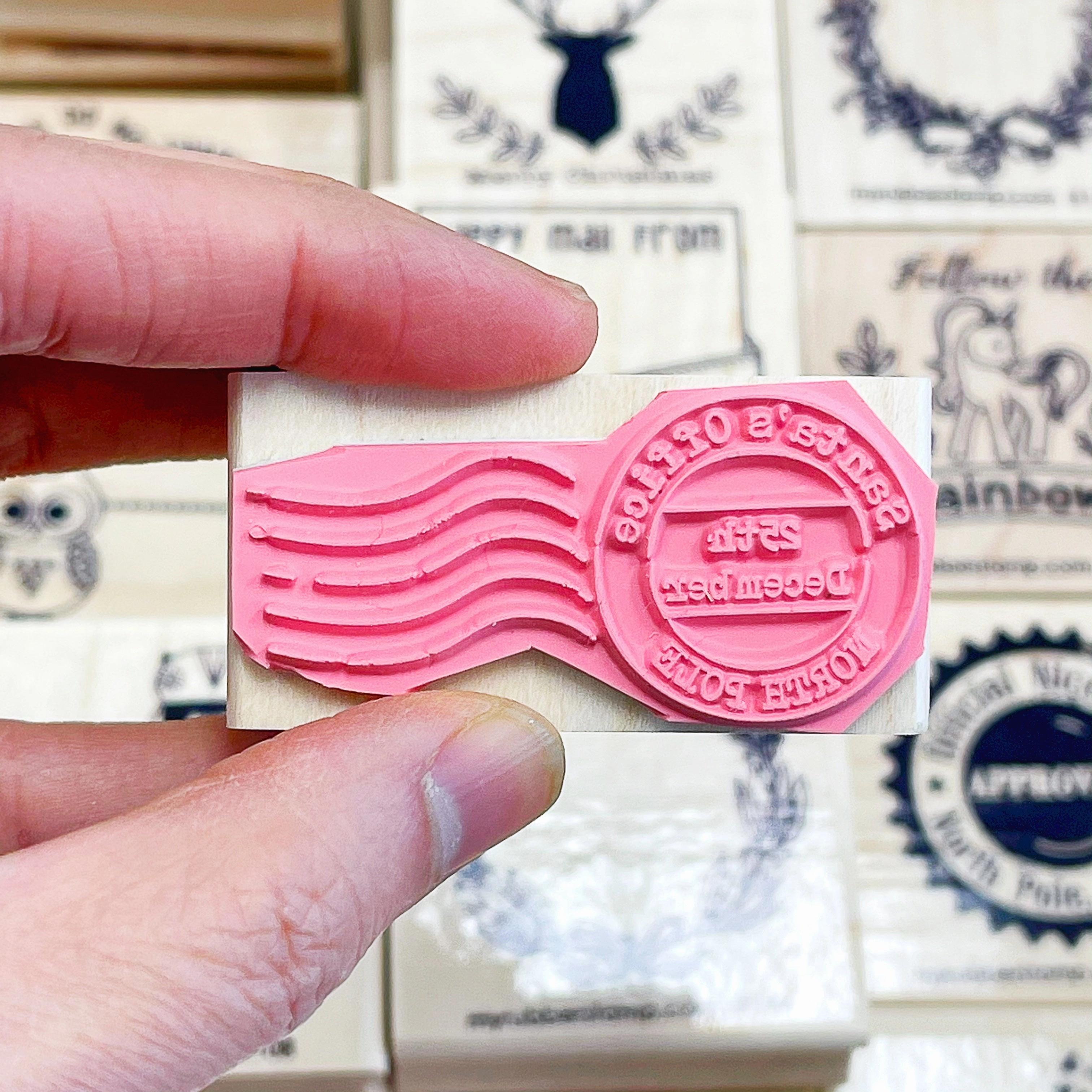 deluxe rugged Santa Office North Pole Rubber Stamp