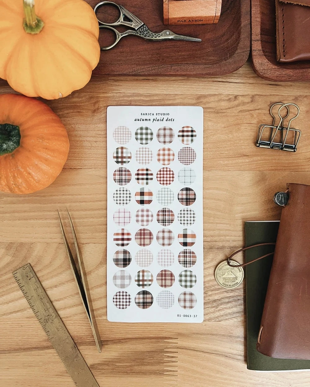Sarica Studio Autumn Plaid Dots Stickers adjustable