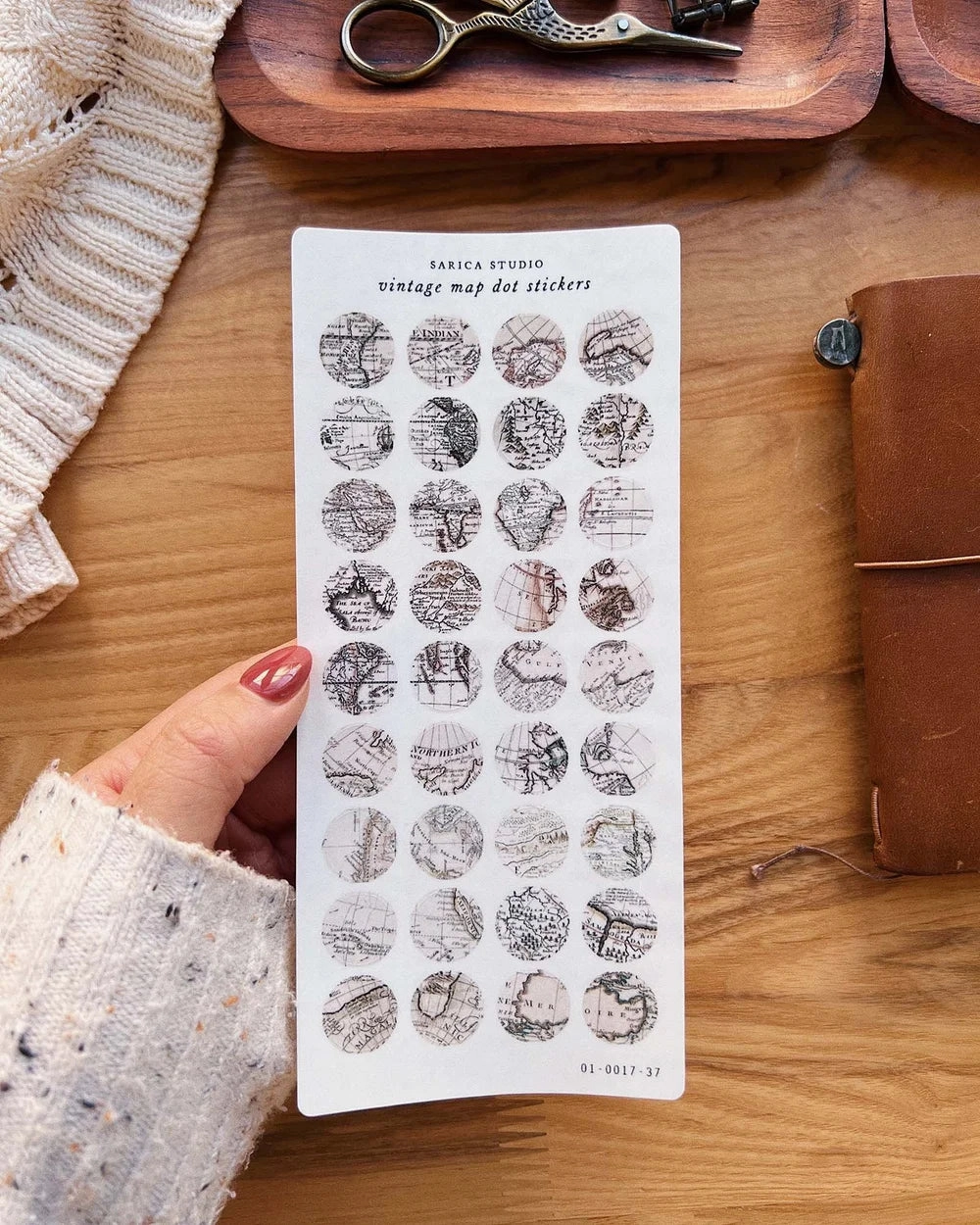 Sarica Studio Vintage Map Dot Stickers strong retractable