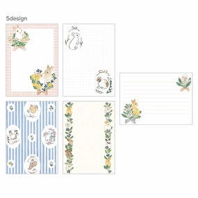 muted resilient Schinako Moriyama Memo Pad Bunnies And Flowers